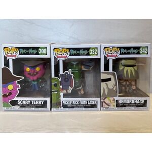 Funko Pop! Rick And Morty Set Of 3- Terry, Hemorrhage & Pickle Rick w/ Laser NEW